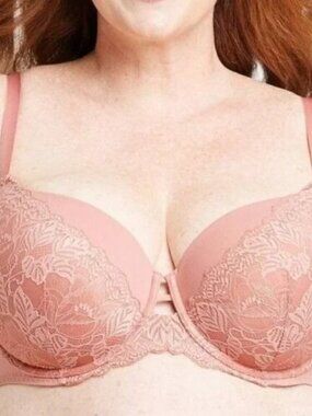 Auden Pink Lightly Lined Balconette Coverage Underwire Bra NWT 46DDD 46F